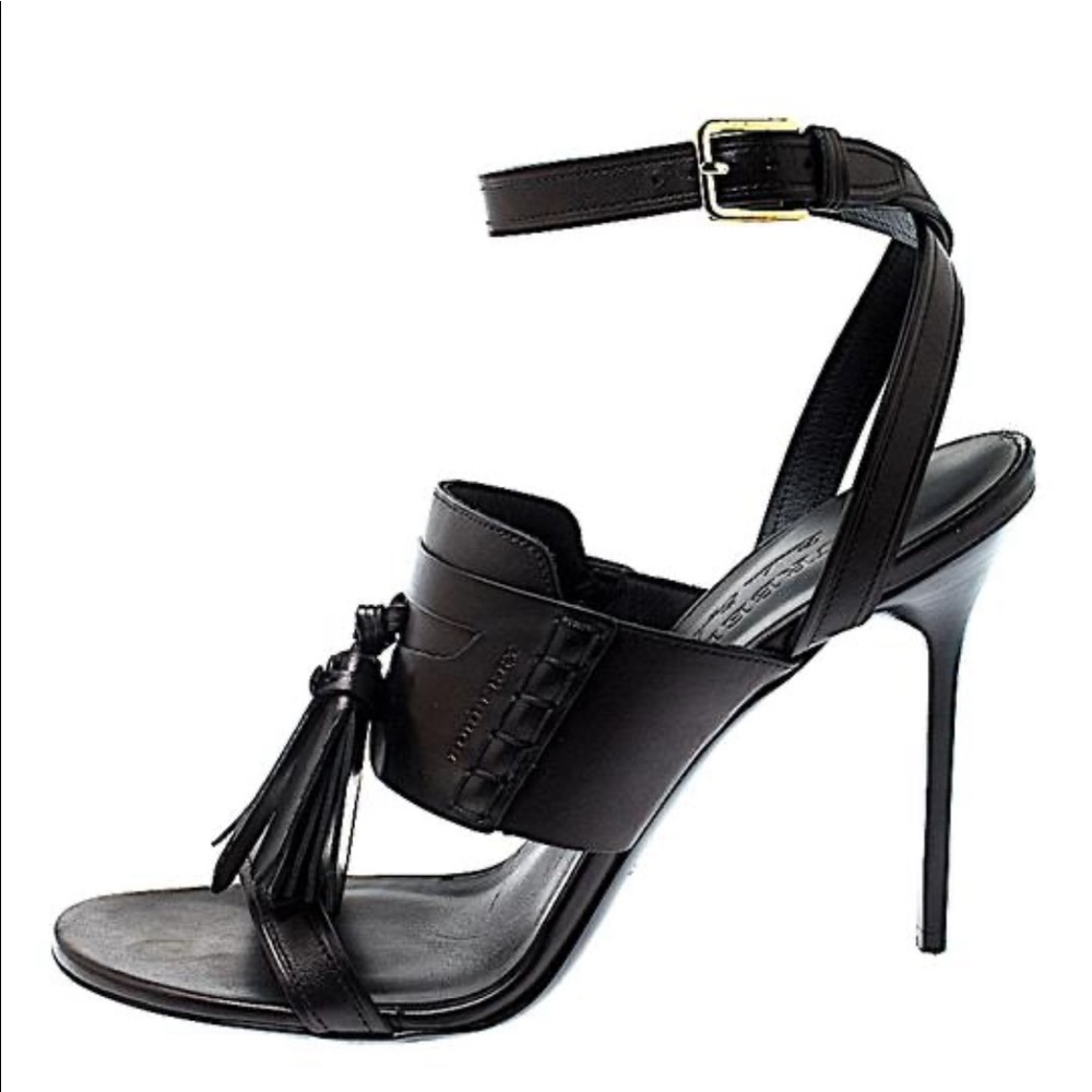 Burberry Black w/ Tag leather tassel strap sandals size EU 37.5 (Approx U.S 7.5)